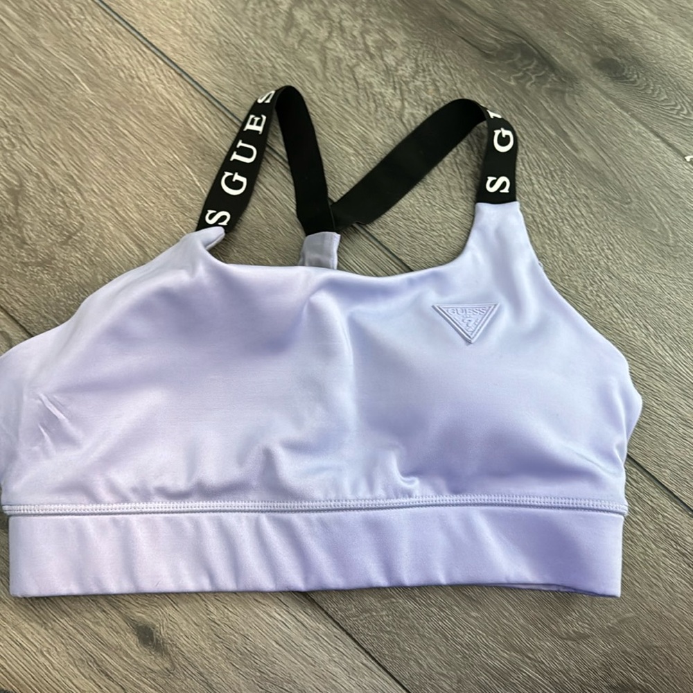 purple guess sports bra bralette athletic shirt top xs s